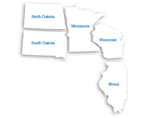 North Dakota, South Dakota, Minnesota and Wisconsin